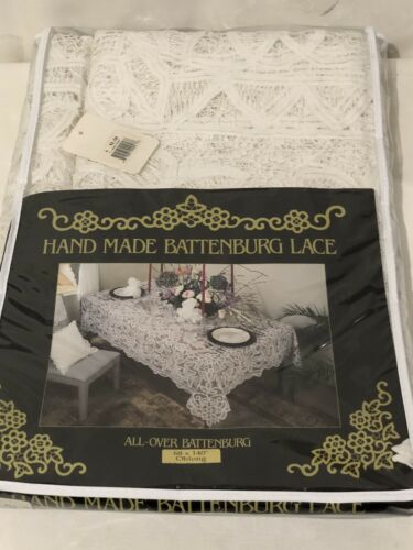 Vintage Battenburg Lace All Over BNIP W/ Price Tag Table Cloth 68 X 140 Oblong