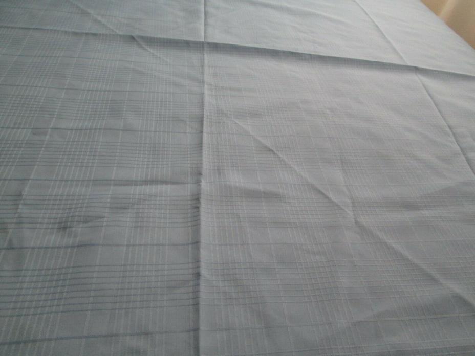 Wedgwood Blue Woven Stripe Plaid Round Tablecloth 70