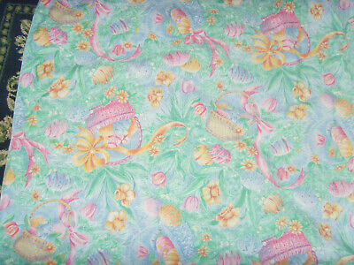 Beautiful lightweight spring Easter fabric tablecloth tulip baskets 58x100