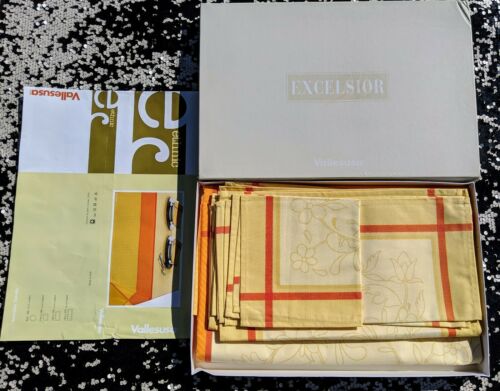 Vintage 1980's Excelsior Table Cloth and 14 Napkin New In The Box Made In iItaly