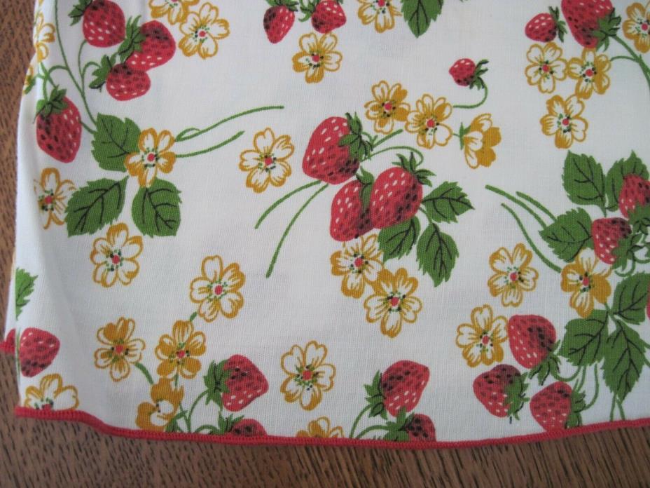 Vintage Strawberry Oval Tablecloth with Red Trim