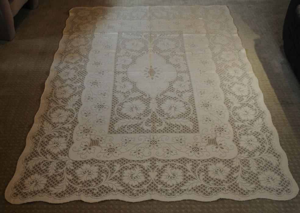 Vintage Quaker Lace Tan Cotton Tablecloth 60 x 86 New