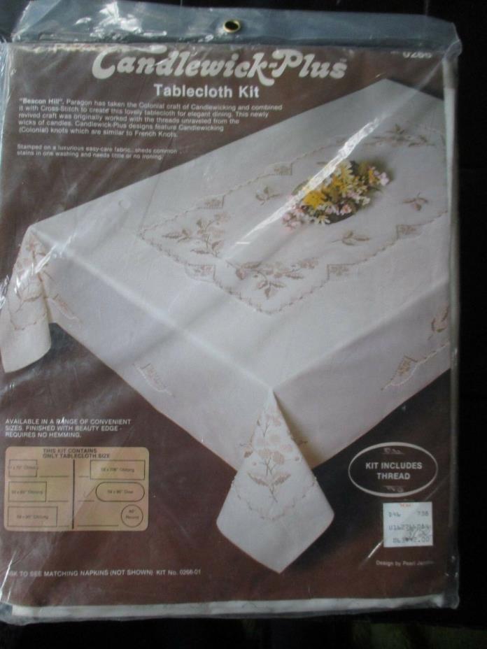 PARAGON Vintage FLORAL TABLECLOTH Candlewicking Embroidery Kit-1980's- 59