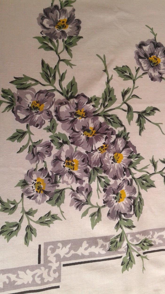 Leacock Prints Canada Tablecloth Cotton Hand Printed Floral 48 by 50
