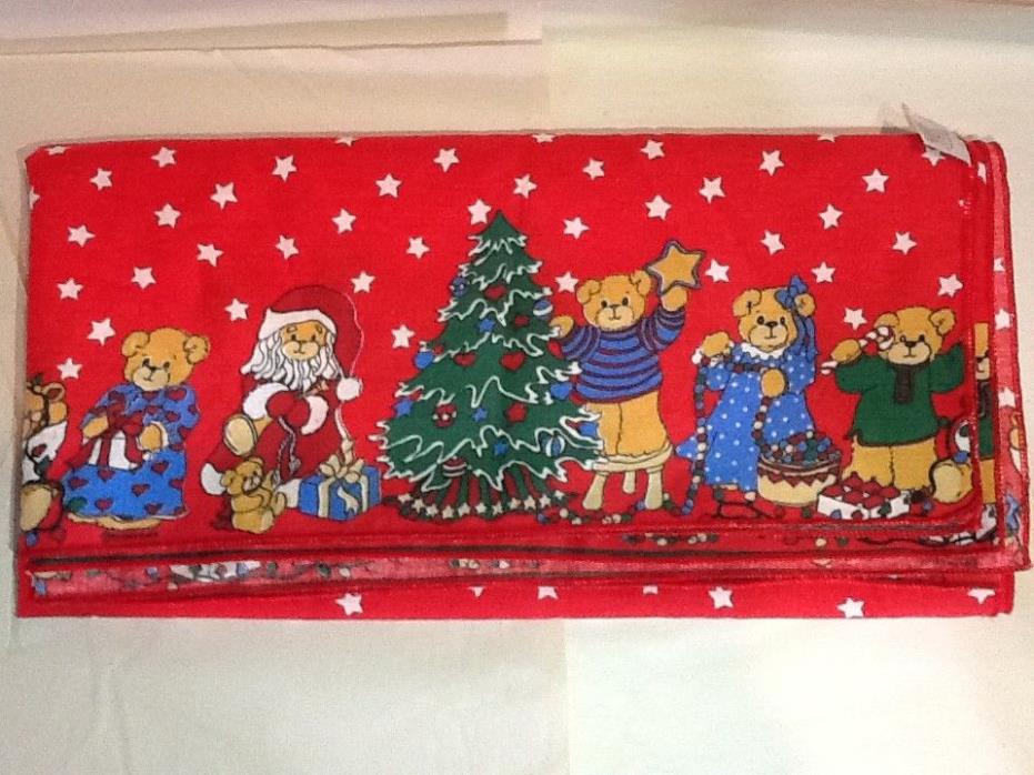 VINTAGE LEACOCK CHRISTMAS TABLECLOTH WITH TEDDY BEARS 1987 LUCY RIGG 53