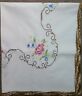 Vintage Cross Stitch Floral Crocheted Edge Square Tablecloth