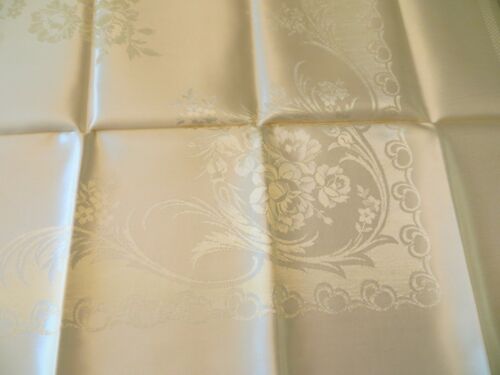 Beautiful UNUSED Holma Ivory Double Damask Tablecloth Floral Design Unfinished