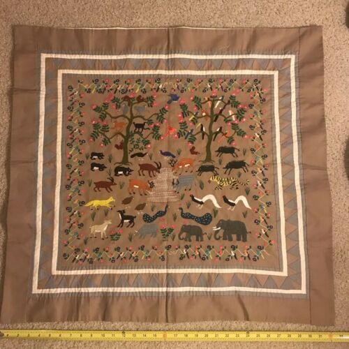 Large Vintage Hand Stitched Wild Scenary Of Animals