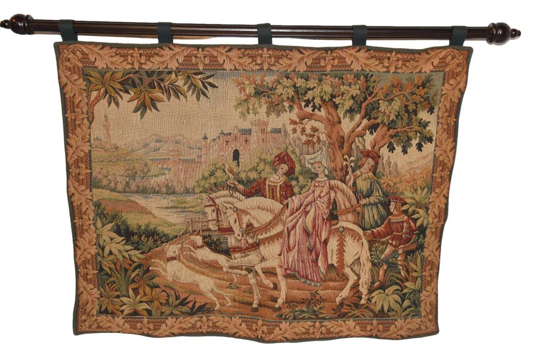 Lovely Vintage Tapestry, Purchased in Europe, Royal Hunt in Countryside