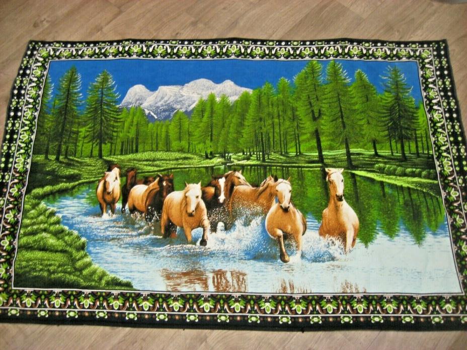 Vintage 70s  Horse Tapestry Outdoor Scene Wall tapestry 53.5