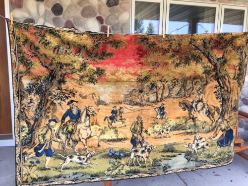 Large Vintage Hunt Scene Tapestry 47