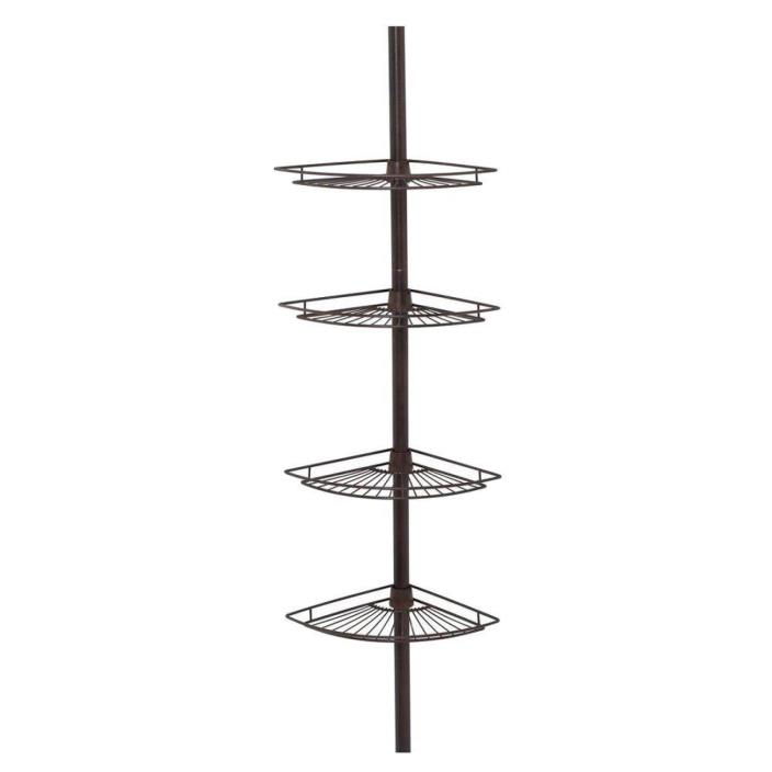 Tub and Shower Tension Pole Caddy with 4 Shelf in Oil Rubbed Bronze Bath Classic