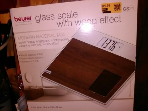 BEURER GS21 GLASS SCALE With Dark Wood Effect Digital Open Box
