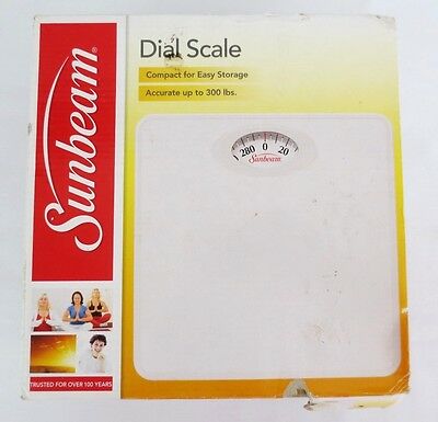 Sunbeam Dial Bathroom Scale Compact 4 Easy Storage Accurate Up to 300 lbs White