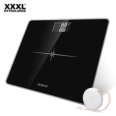 Extra-Wide/Ultra-Thick Digital Body Weight Bathroom Scale with Body Tape Measure