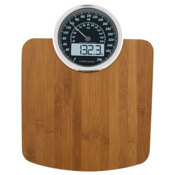 Wood Bathroom Scale Analog and Digital Display 396 lb Cap. Health Weight Loss