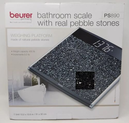 Beurer Bathroom Scale with Real Pebble Stones and Large LCD Display New