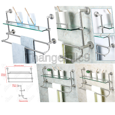Alise Bathroom Shelf SUS 304 Stainless Steel Shower Glass Shelf with Double T...