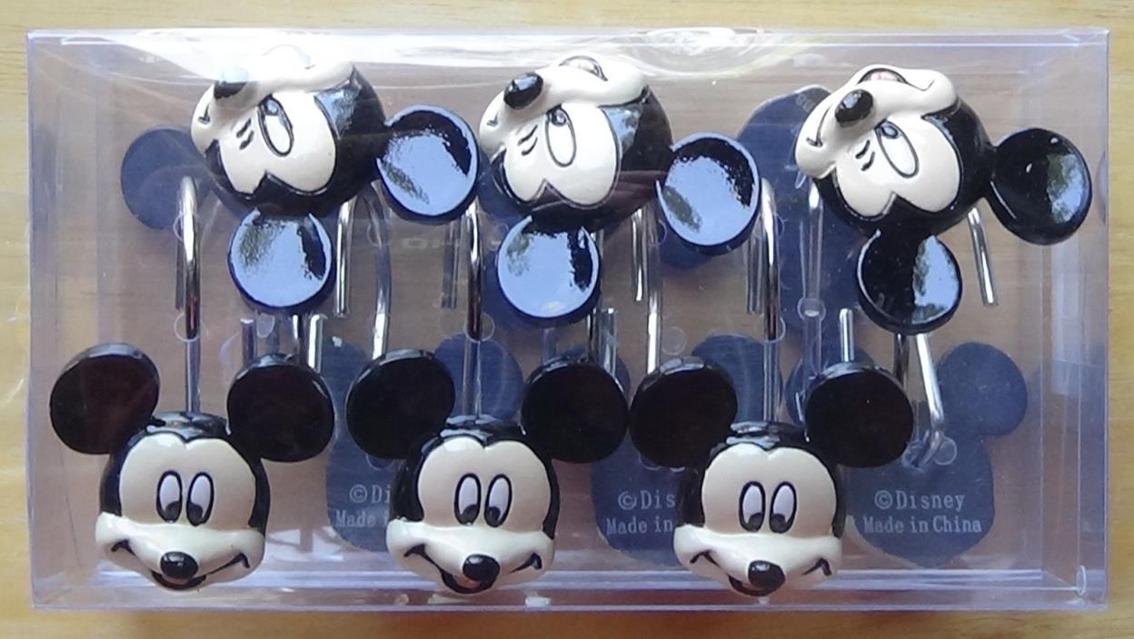 Disney Mickey Mouse Shower Curtain Hooks Set of 12 New in Box