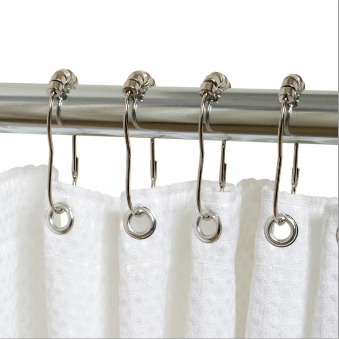 New 12-Pack Chrome Shower Curtain Hooks Rings Bathroom Glide Rod