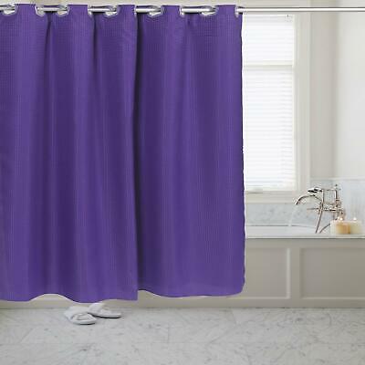 Carnation Home Pre HookedT Waffle Weave Fabric Shower Curtain in Purple