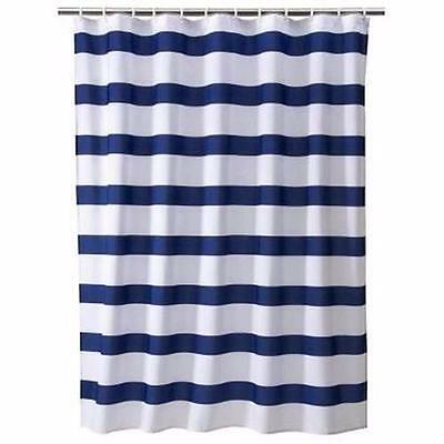 Target Room Essentials Navy & White Rugby Stripe Shower Curtain RE Poly/Cotton