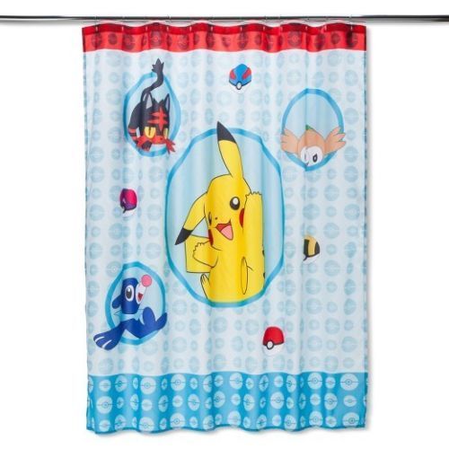 Pokemon Fabric Shower Curtain 72 Inch X 72 Inch (183 cm x 183 cm) NEW
