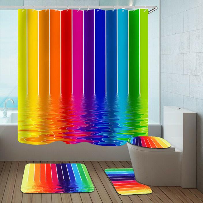 Water Lines Rainbow Polyester Shower Curtain Bathroom Curtain 3D Printing