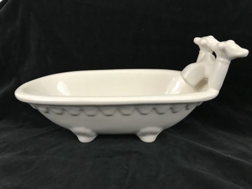 Gilchrist & Soames London Fine Ceramic Soap Dish Bathtub Claw Foot Off White