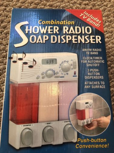 Combination Shower Radio Soap Dispenser Includes TV Band