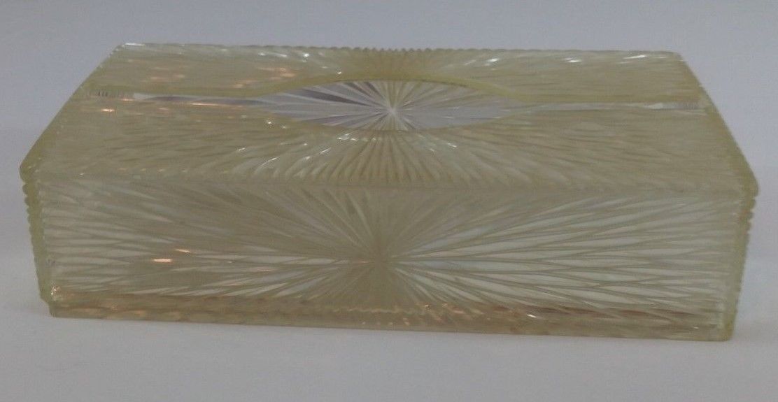 Vintage Celebrity Lucite Acrylic Tissue Kleenex Box Atomic Starburst Mid Century