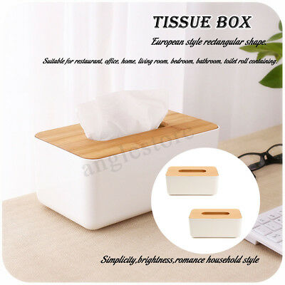 2Pcs European Wooden + Plastic Tissue Box Napkin Holder Case Home Living Room
