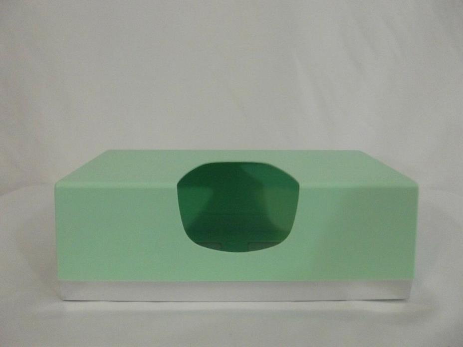 SCOTTIES Vtg Mint Green with Silver Trim Plastic Tissue Box Cover Acrylic Holder
