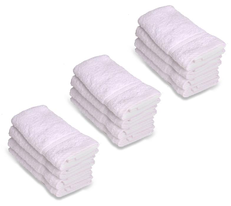 Luxury Hotel Washcloths, 100% Circlet Egyptian Cotton, White Washcloth Set of 12