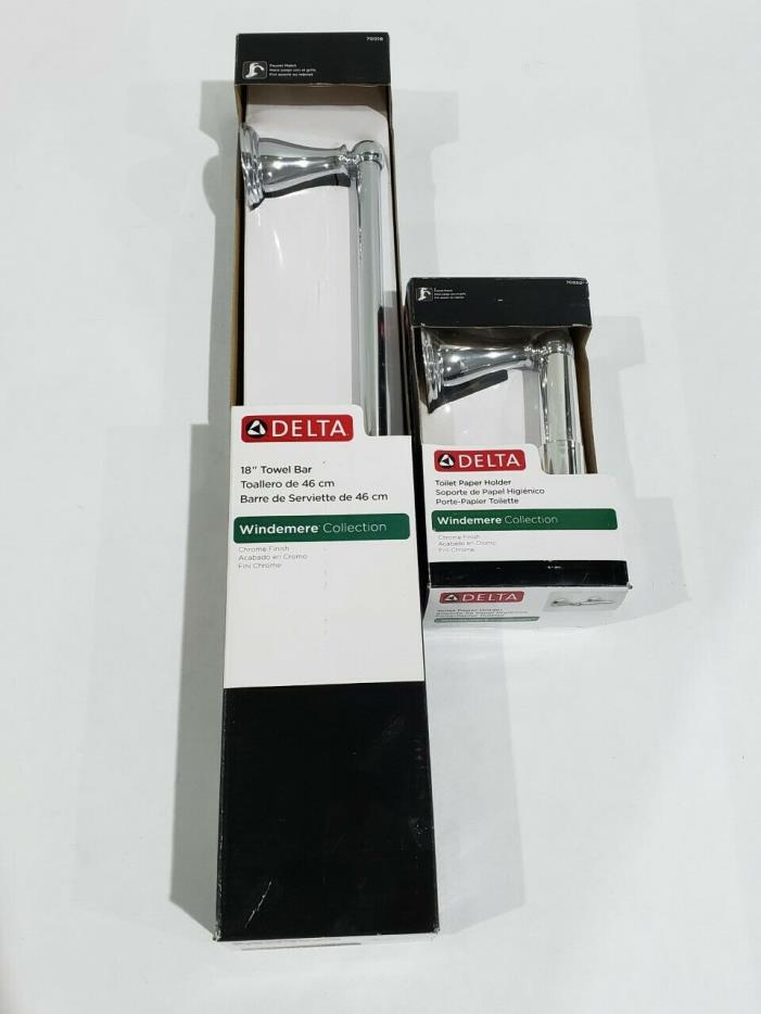 Delta Windemere Towel Bar 70018 & Holder 70050-Chrome (LOT of 2) *GW