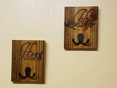 Reclaimed Solid Pine, His and  Her hook, Towel and  Robe Hooks, Mr and Mrs hooks