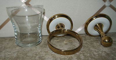 Ginger  Yorkshire Single Robe Hook + Glass Cup Holder Polished Gold Wall Bath