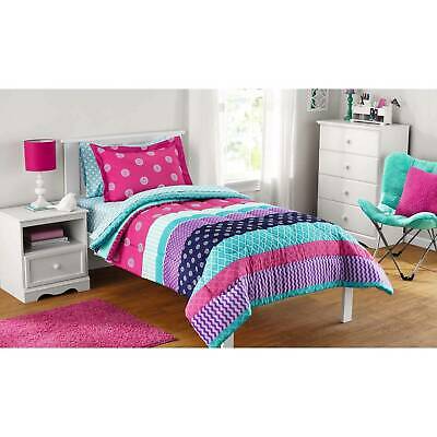 Mainstays Kids Mix it Up Bed-in-a-Bag Complete Bedding Set, Full Size