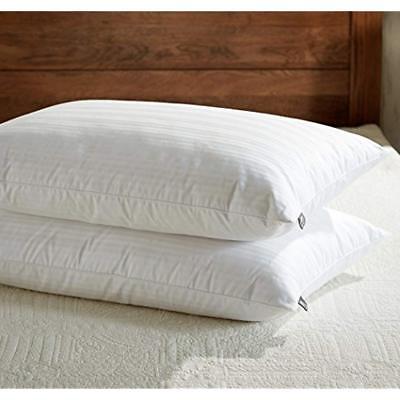 Goose Bed Pillows Feather Down - Set Of 2 For Sleeping With Premium 100% Cotton