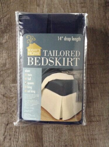 Today's Home Tailored Bedskirt 14 in drop length Queen Navy New 60