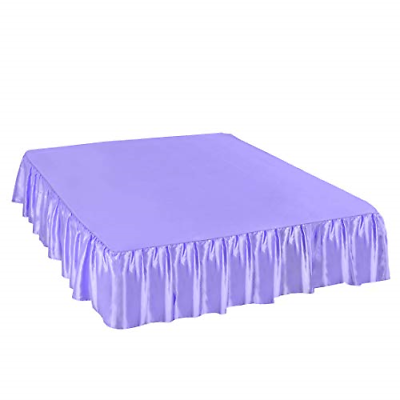 PiccoCasa Satin Silk Bed Skirt 300 Thread-Count Dust Ruffle with 18 Inch Drop -