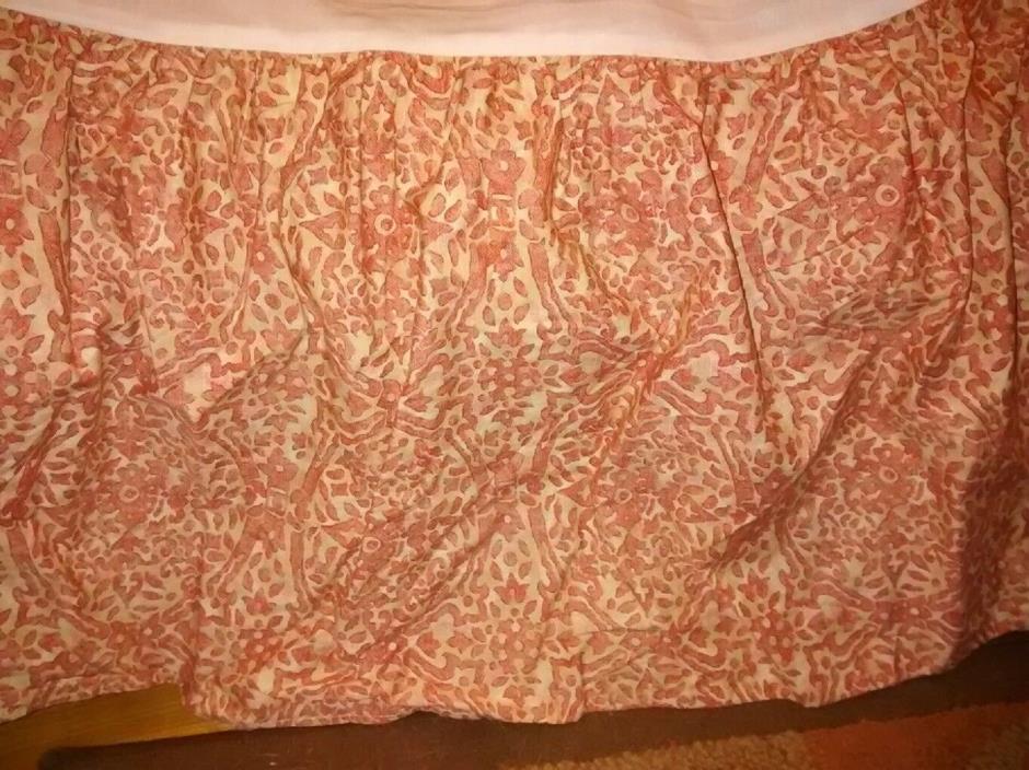 Ralph Lauren Home King Bed Skirt San Luca Scroll Rust Orange Beige 14
