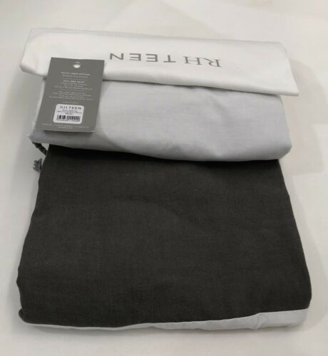 Restoration Hardware Solid Linen-Cotton Full Bed Skirt Charcoal NEW $89