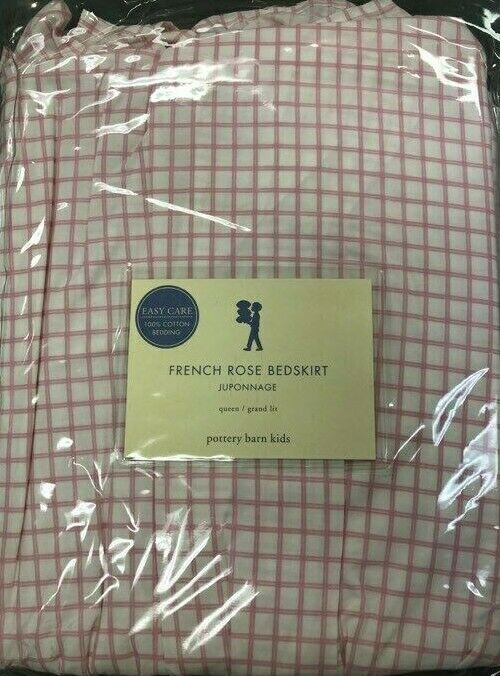 Pottery Barn Kids French Rose Bed Skirt Queen Pink New With Tags