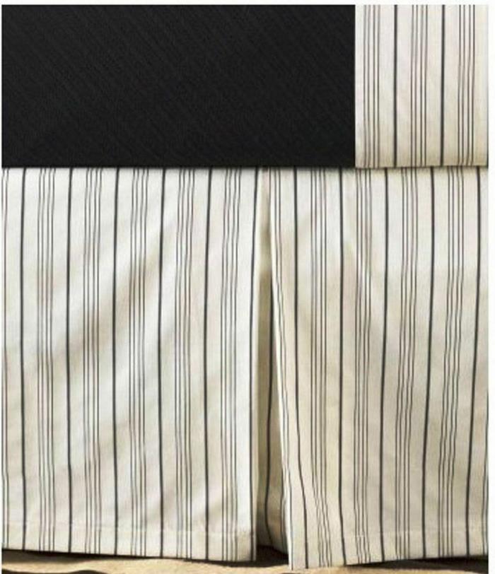 Ralph LAUREN Bleecker Street Shirt Stripe black/cream cotton KING Bedskirt NWT