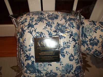 NIP Ralph Lauren Blue/White Floral Queen Comforter Set 5pc