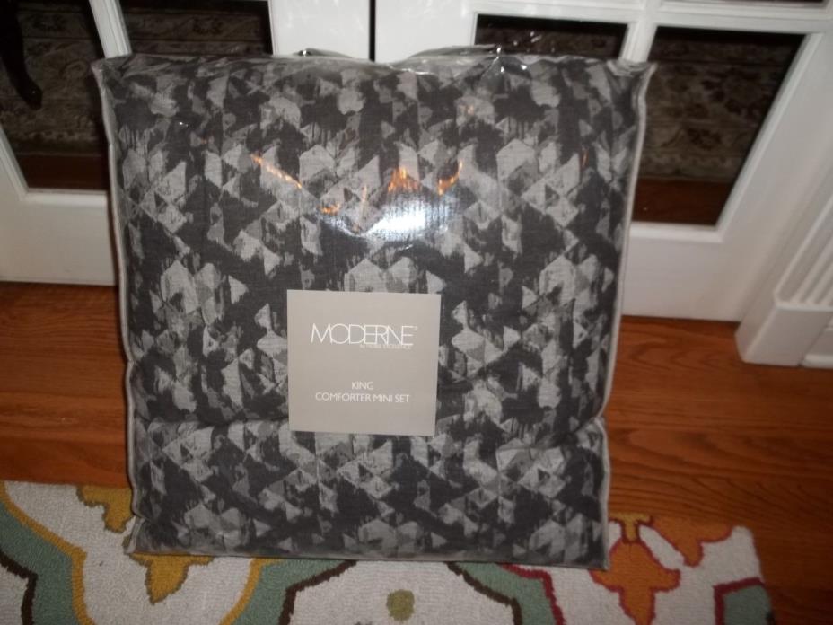 NIP Moderne by Noble Excellence Bijoux Gray Abstract King Comforter Set 3pc