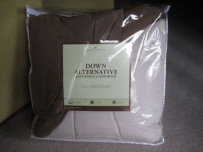 New Home Classics DOWN ALTERNATIVE REVERSIBLE COMFORTER FULL/QUEEN Brown beige