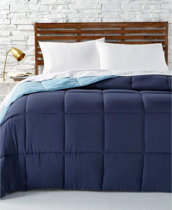 New Martha Stewart Reversible Down Alternative Full Queen Navy Blue Comforter