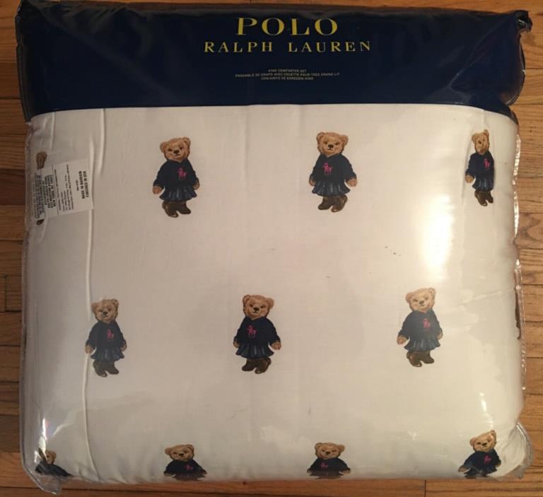 POLO Ralph Lauren Girl Teddy Bear King Comforter SET NWT with 2 Shams BRAND NEW!